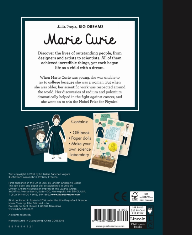 Little People, Big Dreams - Marie Curie Paper Doll