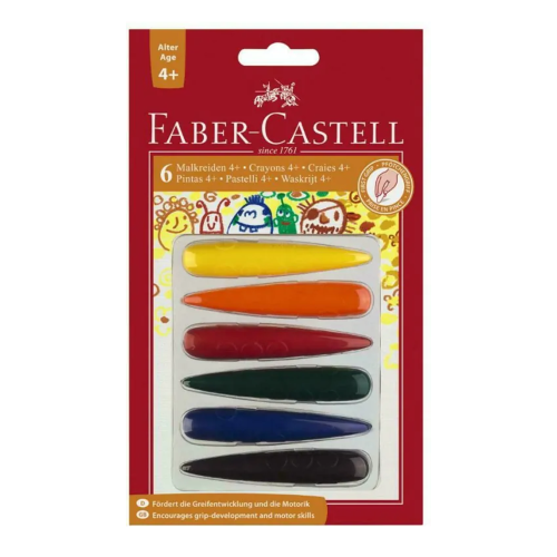 Kredki świecowe 6 kolorów FABER CASTELL - księgarnia Natuli.png