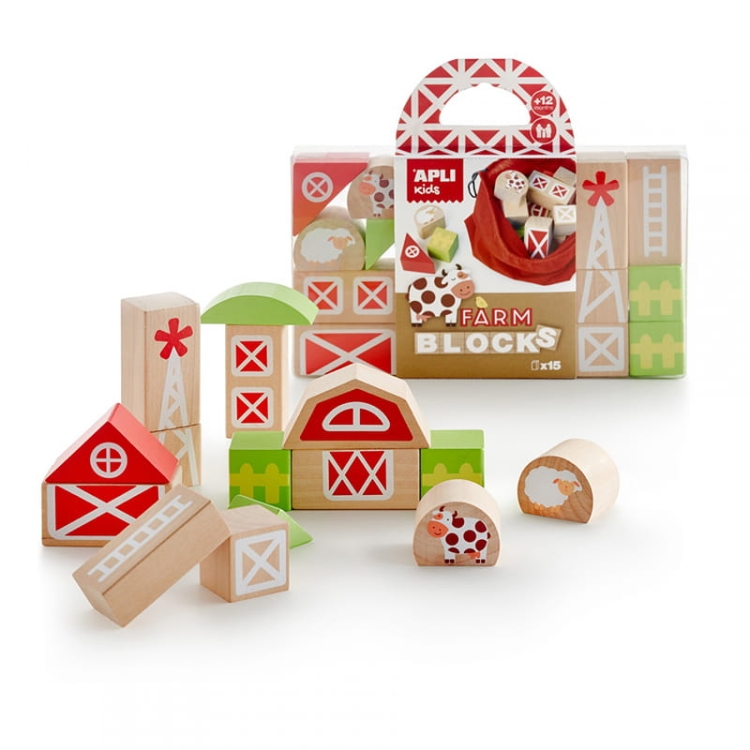 Drewniane klocki z woreczkiem Apli Kids - Farma_3.jpg