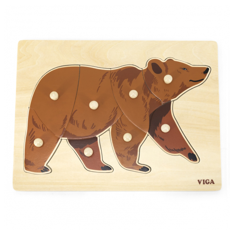 Drewniane Puzzle Montessori Miś Niedźwiedź z Pinezkami.png