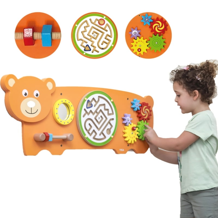 Viga Toys Sensoryczna tablica Manipulacyjna Miś Montessori_3.jpg
