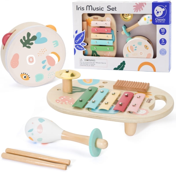 CLASSIC WORLD Zestaw Instrumenty Muzyczne dla Dzieci Cymbałki Bębenek Grzechotka 5 el._2.jpg