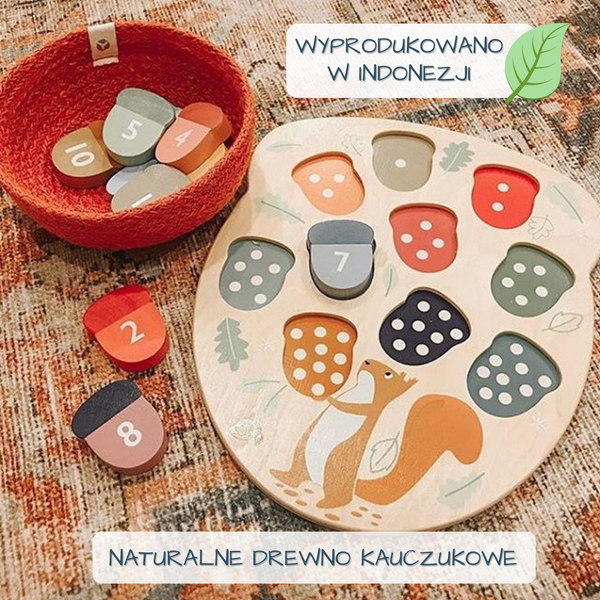 Drewniana zabawka - Wiewiórka i liczenie żołędzi, Tender Leaf Toys2.png