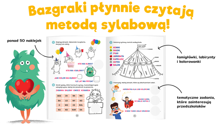 Bazgraki czytają wyrazy i zdania. Czytanie sylabowe. Ćwiczenia Bazgraki. Część 23.png