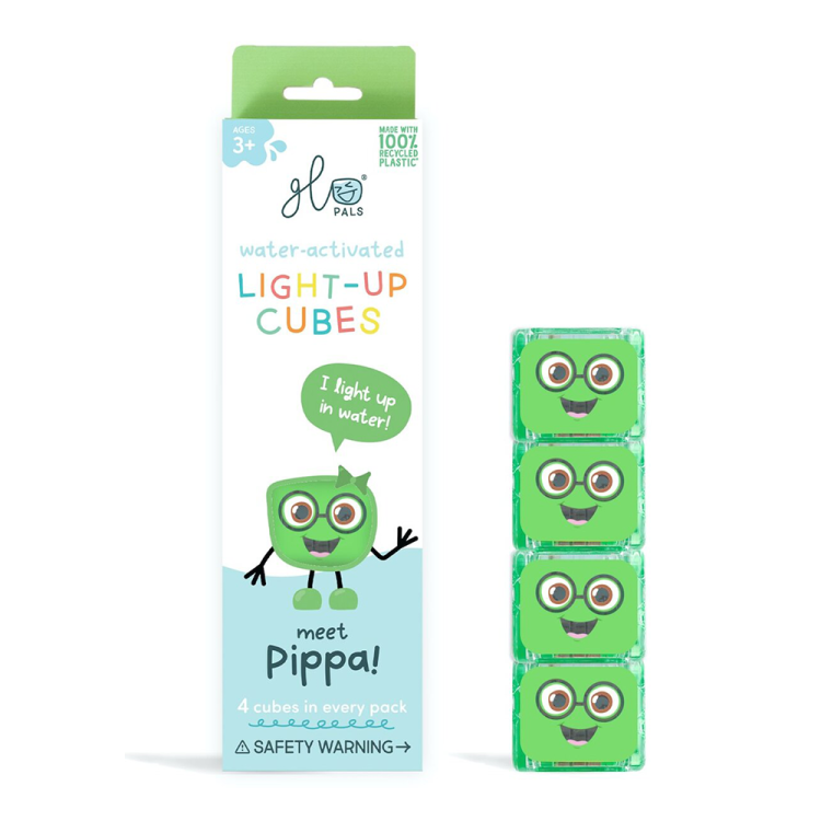 Glo Pals, Kostki sensoryczne świecące w wodzie Pippa - zabawka kąpielowa, kolor zielony.png