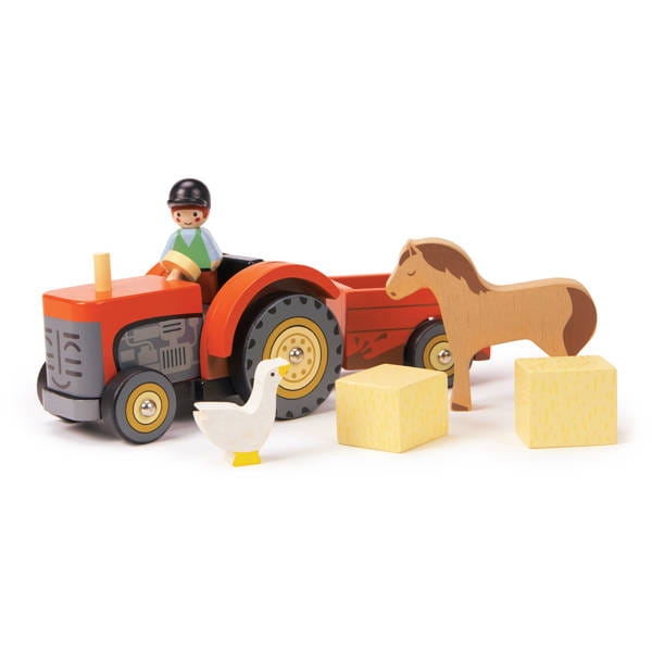 Drewniany traktor z przyczepą i akcesoriami, Tender Leaf Toys2.jpg