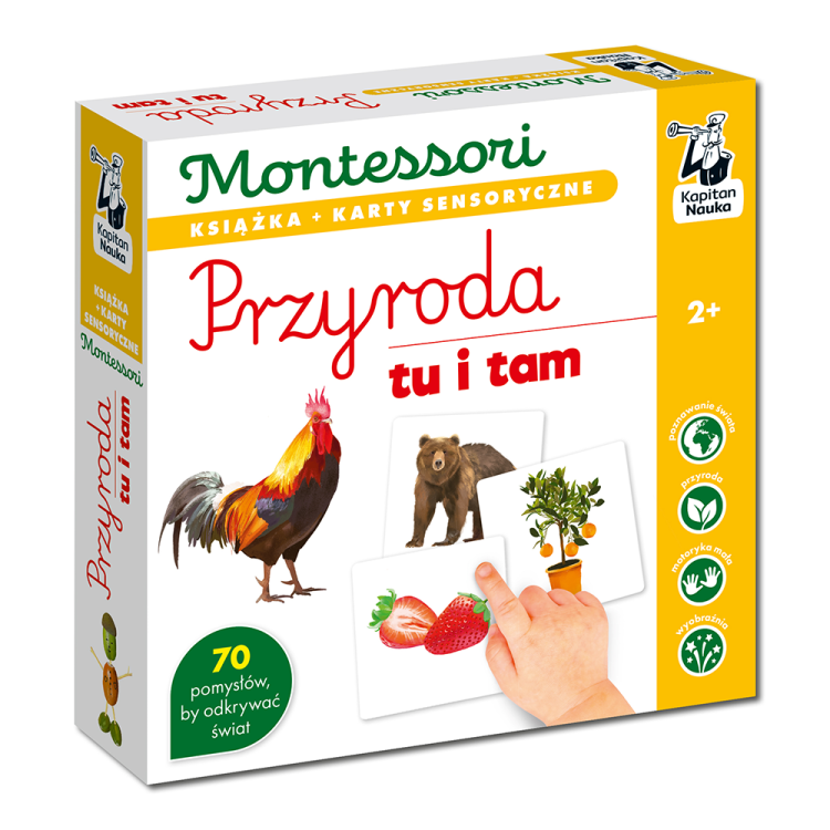 Montessori. Przyroda tu i tam. Karty sensoryczne z książeczką. Kapitan Nauka.png
