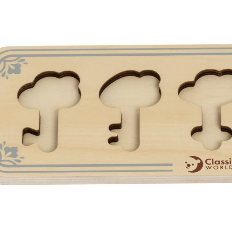 CLASSIC WORLD Drewniana Układanka Montessori Sensoryczna Klucze i Zamki do Dopasowania2.jpg