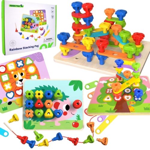 TOOKY TOY Wielofunkcyjna Tablica Zestaw Kolorowych Śrubek Nauka Kształtów.jpg