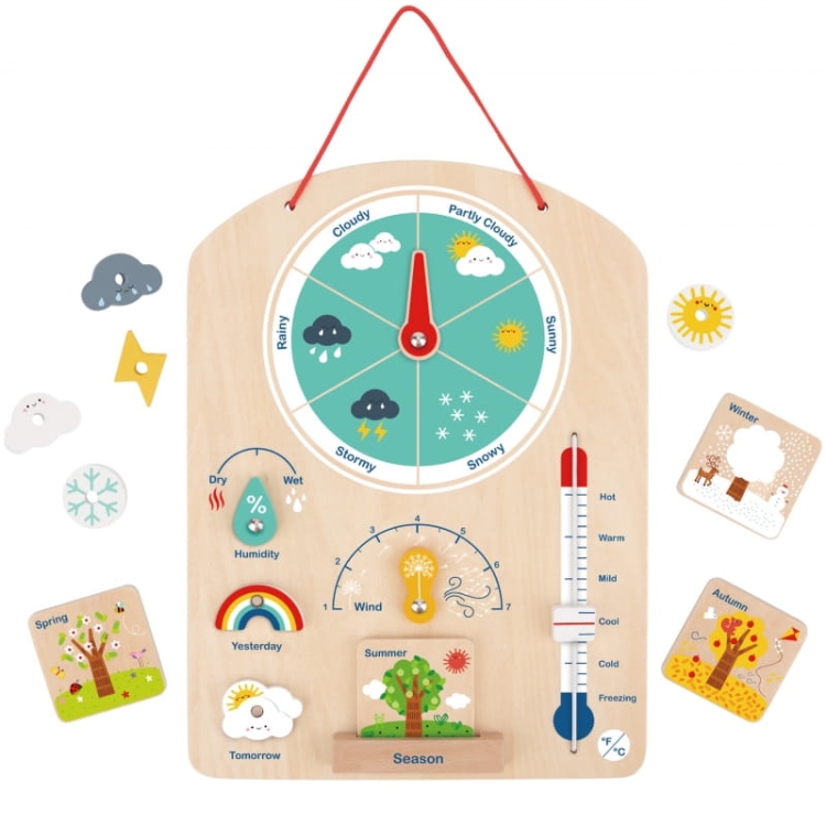 Tooky Toy Edukacyjne Pudełko Montessori Układanka Liczydło Tablica Pogody 6w1 od 3 Lat5.jpg