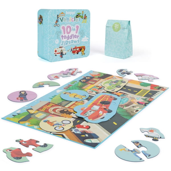 BOPPI, 10 w 1 progresywne pierwsze puzzle Pojazdy i zawody 30 elem3.jpg