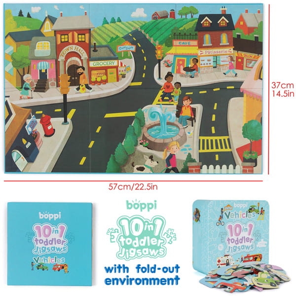 BOPPI, 10 w 1 progresywne pierwsze puzzle Pojazdy i zawody 30 elem4.jpg