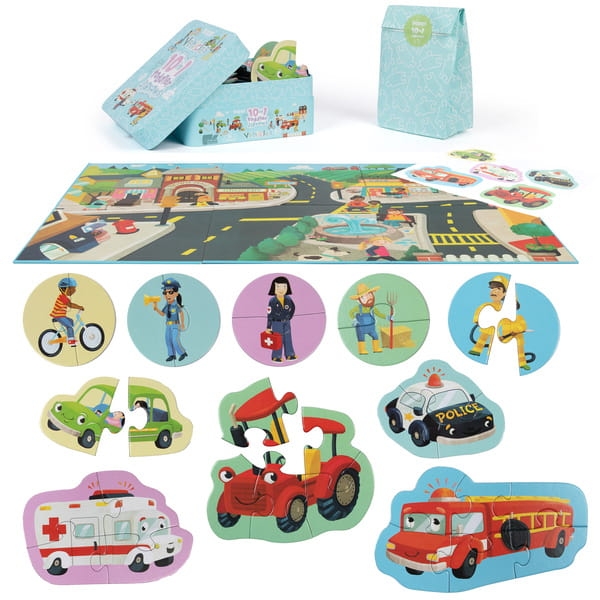 BOPPI, 10 w 1 progresywne pierwsze puzzle Pojazdy i zawody 30 elem5.jpg