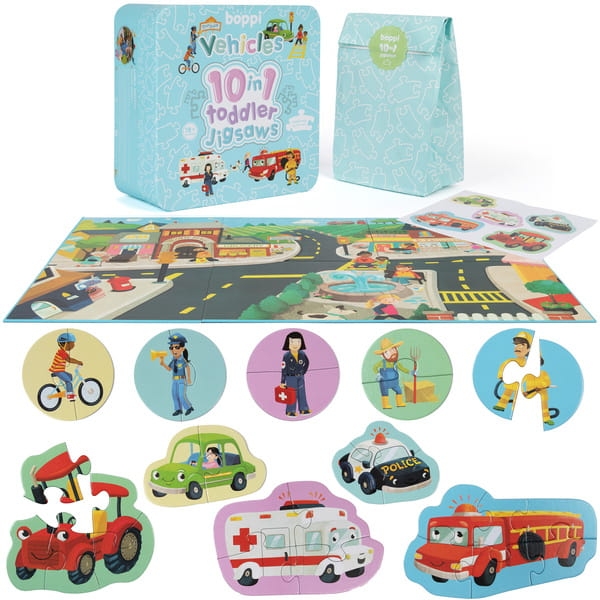 BOPPI, 10 w 1 progresywne pierwsze puzzle Pojazdy i zawody 30 elem8.jpg