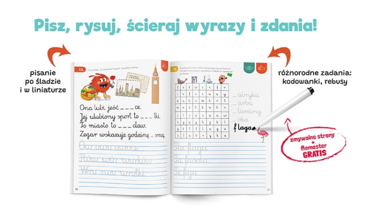 Litery i wyrazy. Ćwiczenia. Nauka pisania. Bazgraki3.png