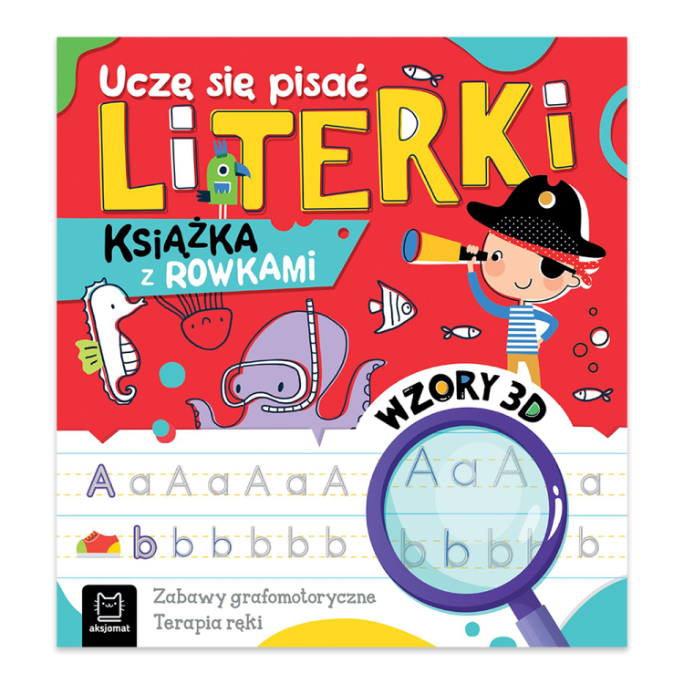 Uczę się pisać literki. Wzory 3D. Zabawy grafomotoryczne, terapia ręki. Książka z rowkami.png