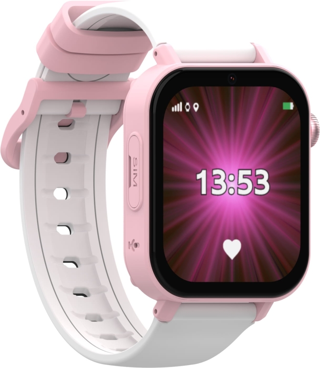Smartwatch dla dziecka z funkcją lokalizacji GPS i trzema paskami KiDiZ Plus różowy1.png