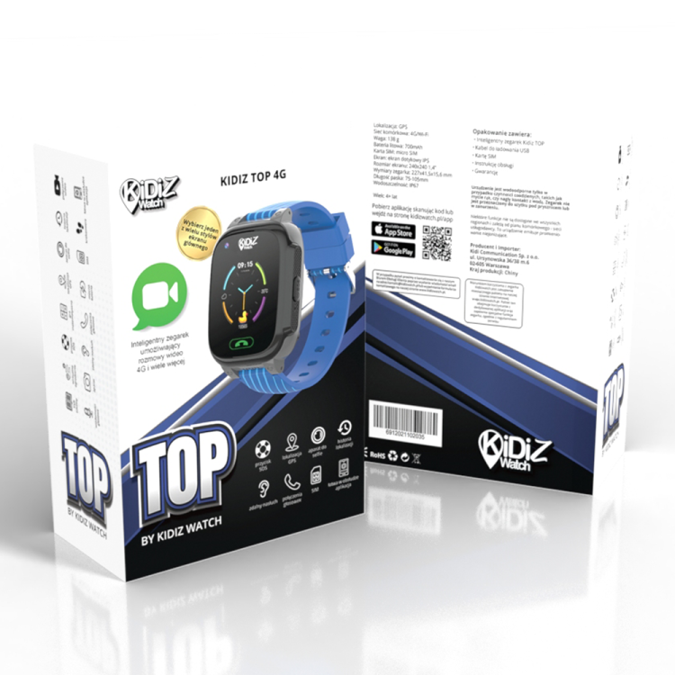 Smartwatch dla dziecka z lokalizacją GPS KiDiZ Top niebieski.png
