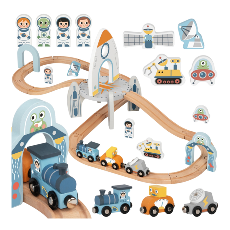 TOOKY TOY Drewniana Kolejka Kosmiczna Zestaw Tory.png